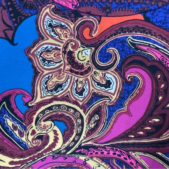 Coco Bianco Cold Shoulder Paisley Tunic Top 3/4 Sleeve Women’s Size Small Boho - Picture 4 of 9